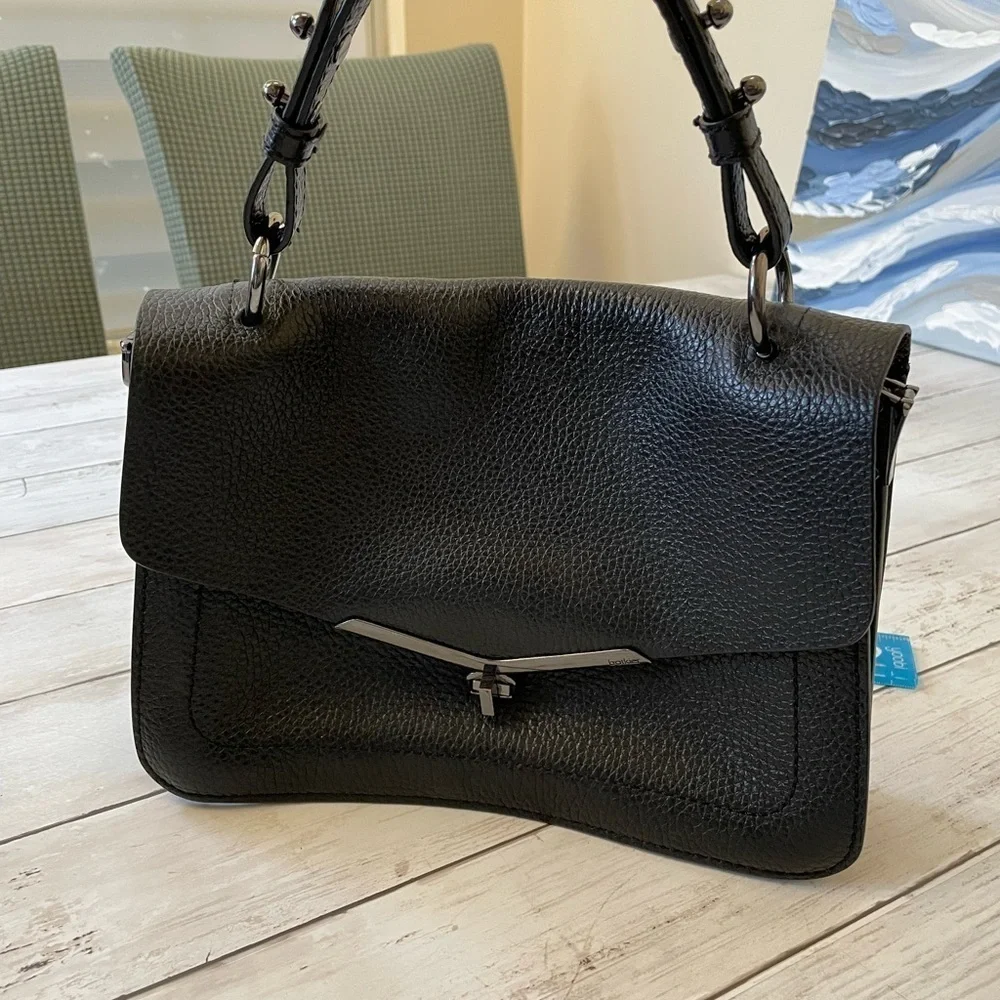 BOTKIER Valentina pebbled leather women's top handle crossbody BLACK/HEM…